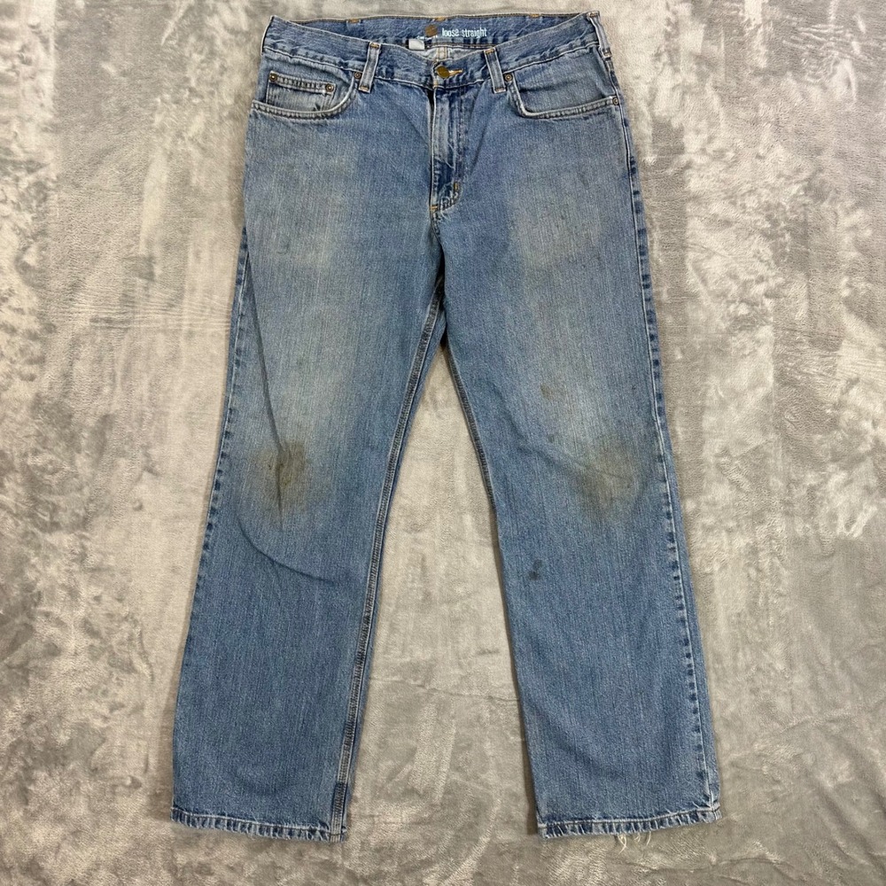 Carhartt B325 Loose Straight Leg‎ Jeans Men's Size 33x32 Blue Denim Work Pants